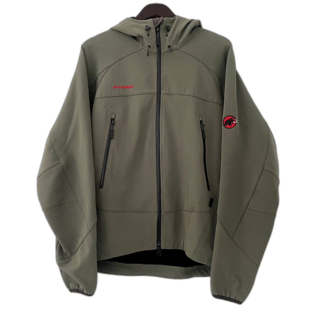 Mammut Nanosphere Jacket Green Mens Large Y2K Softshell Ski Outdoor Brim Warm